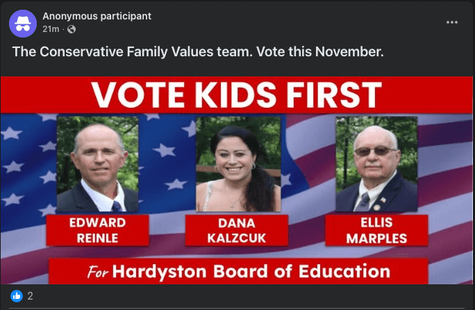 Screenshot of the anonymous announcement on local social media